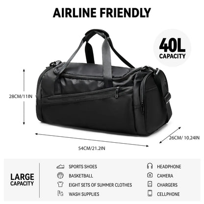 travel gym Bag with Shoes Compartment for Men Women 40L Lightweight Foldable Duffel Bag Workout Bag