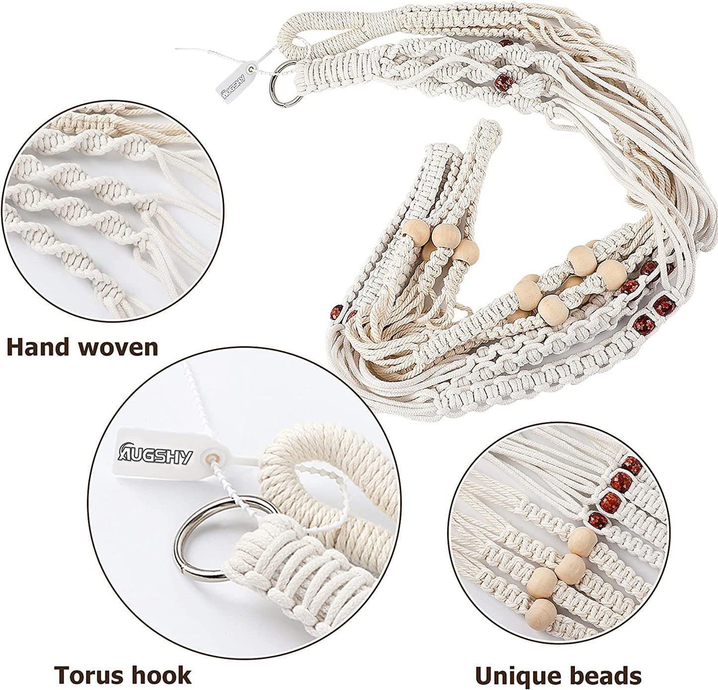 Macrame Plant Hanger for Indoor Plants, 2 Packs Plant Hangers, Hanging Planter for Indoor Plants Decorative Macrame Pot Hanger for Home Decor