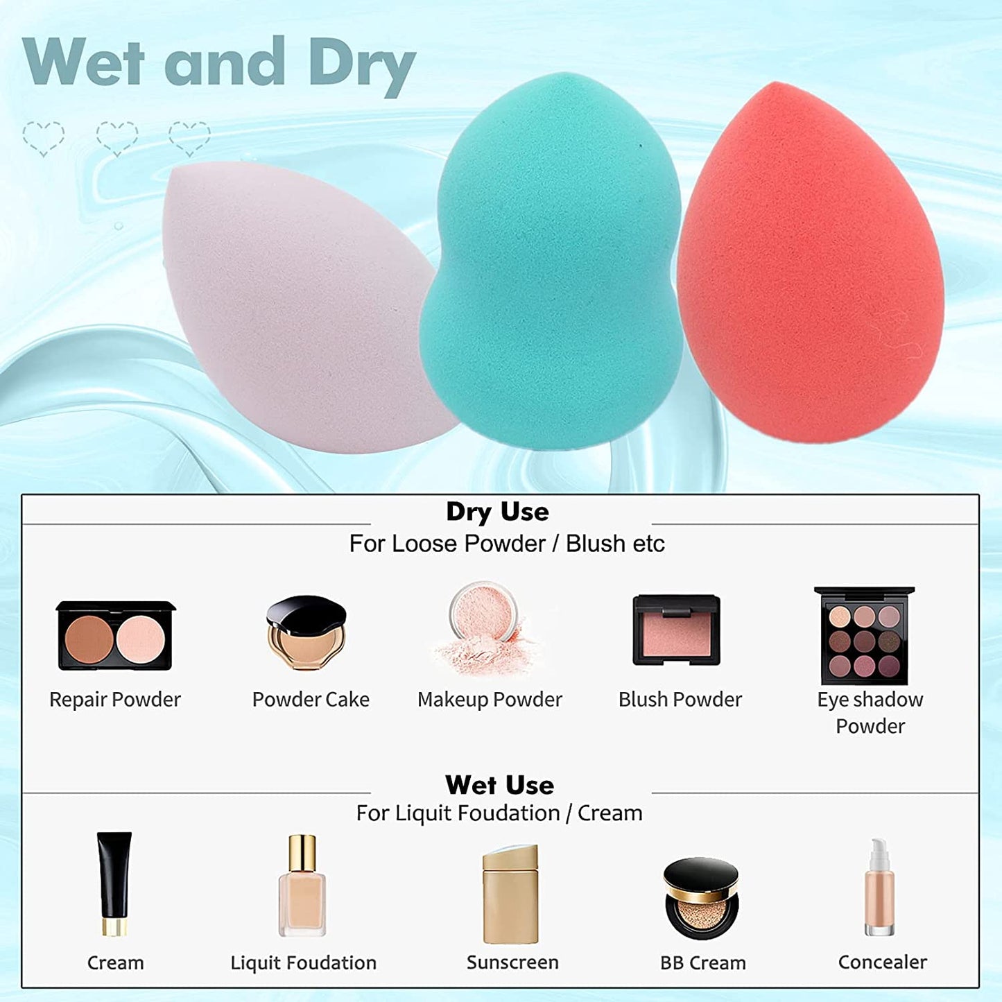 latex-free Makeup Sponge Set Makeup Sponges Blender  Vegan Beauty Sponge Professional Beauty Sponge Blender Makeup Egg Foundation Blending Cosmetic Makeup Puff for Powder Cream