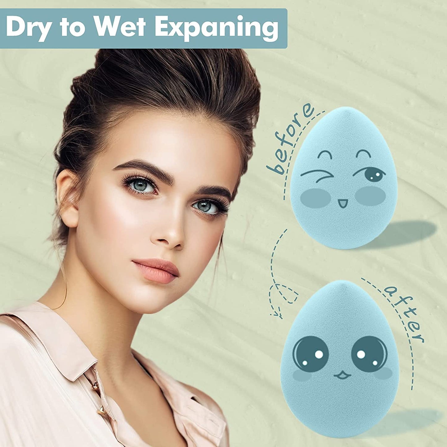 latex-free Makeup Sponge Set Makeup Sponges Blender Vegan Beauty Sponge Professional Beauty Sponge Blender Makeup Egg Foundation Blending Cosmetic Makeup Puff for Powder Cream