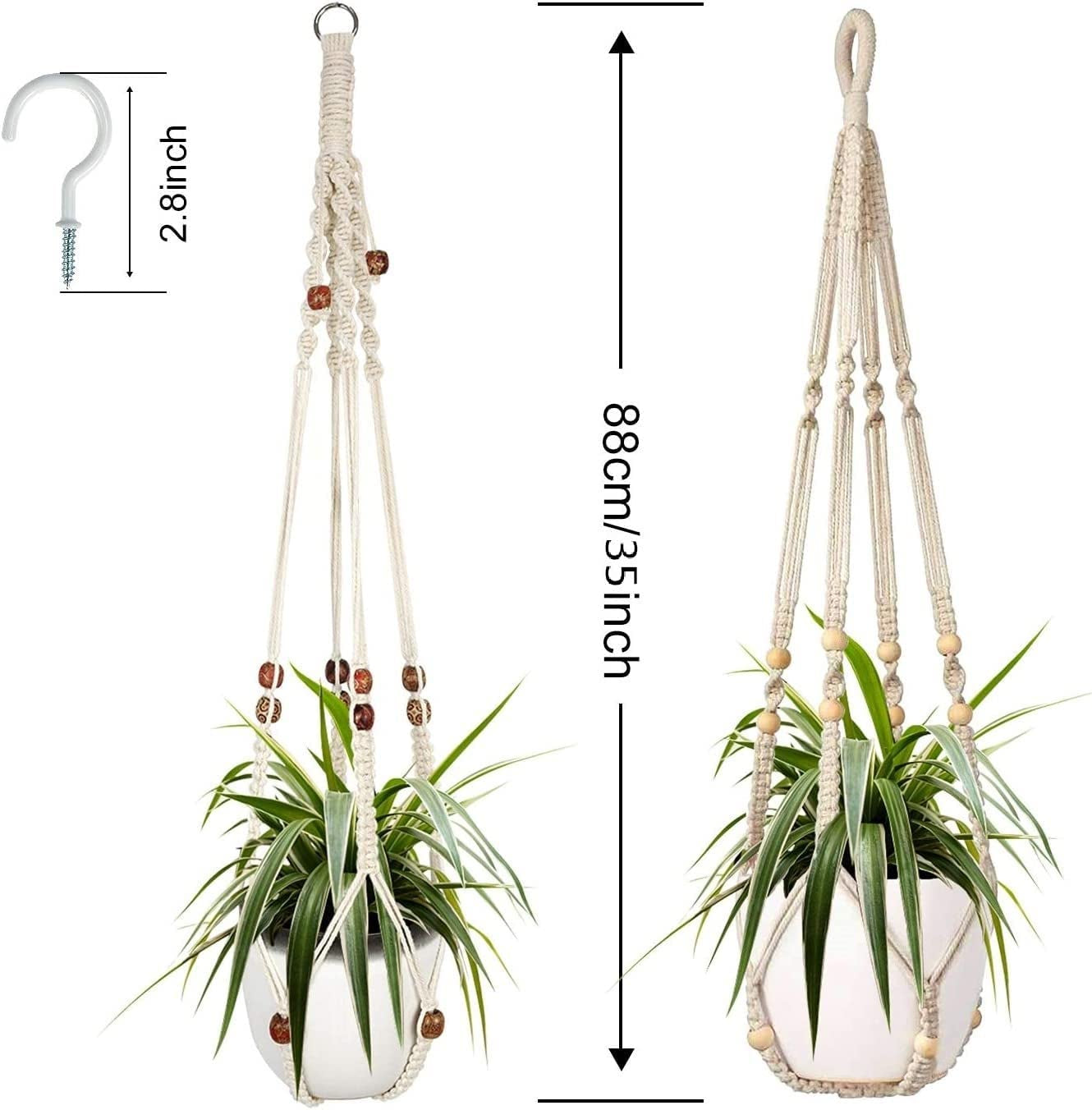 Macrame Plant Hanger for Indoor Plants, 2 Packs Plant Hangers, Hanging Planter for Indoor Plants Decorative Macrame Pot Hanger for Home Decor