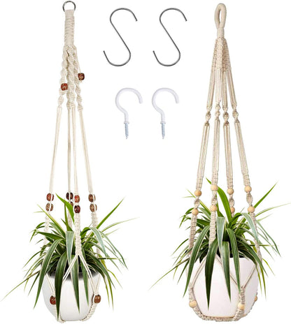 Macrame Plant Hanger for Indoor Plants, 2 Packs Plant Hangers, Hanging Planter for Indoor Plants Decorative Macrame Pot Hanger for Home Decor