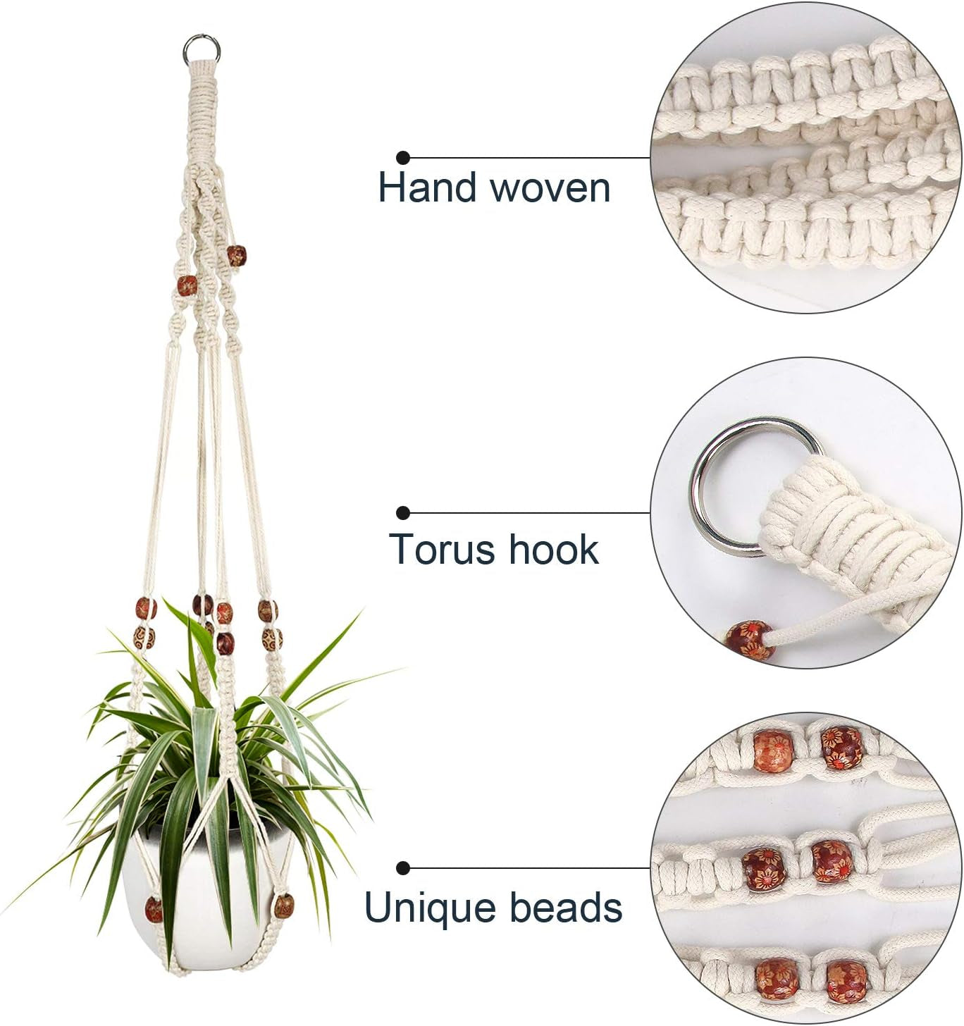 Macrame Plant Hanger for Indoor Plants, 2 Packs Plant Hangers, Hanging Planter for Indoor Plants Decorative Macrame Pot Hanger for Home Decor