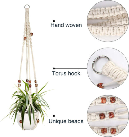 Macrame Plant Hanger for Indoor Plants, 2 Packs Plant Hangers, Hanging Planter for Indoor Plants Decorative Macrame Pot Hanger for Home Decor